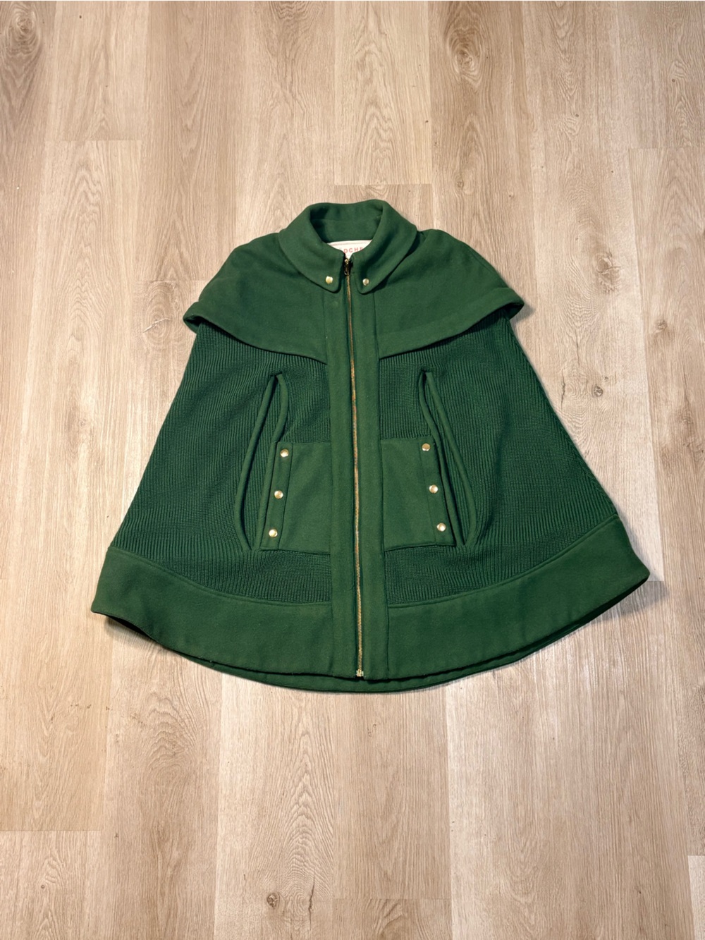 Anthropologie Madchen Jacket Womens Small Green Fatigue Finery Cape Wool Blend - Picture 3 of 6